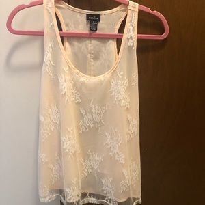 Peachy pink lace tank top! Size small